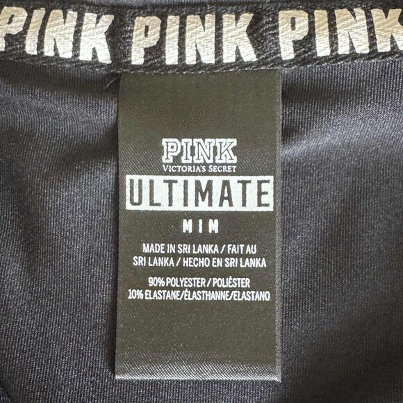 PINK Victoria Secret Ultimate Half Zip Pullover Black Neon Green Athletic Size M - Picture 5 of 7